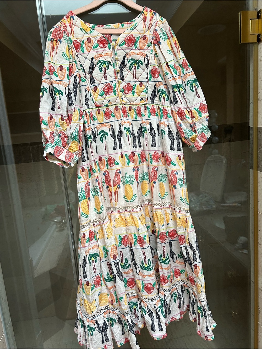 Farm Rio Floral & Palm Print Girls Midi Dress in White